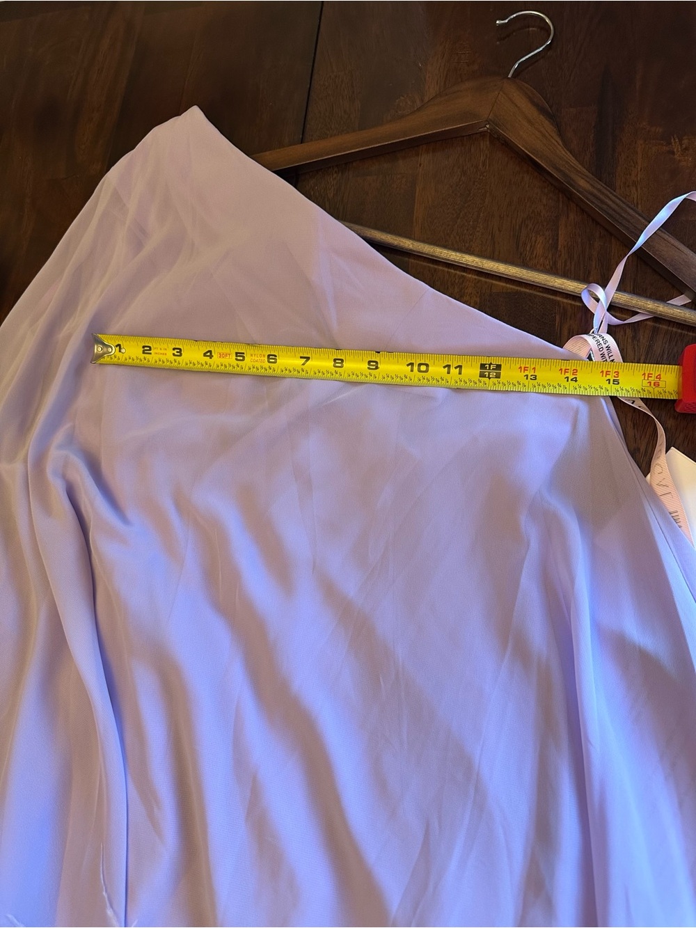 NWT 11623 Mac Duggal Size 6 One Shoulder Trapeze Dress with Feather Trim “Lilac” - Picture 6 of 9